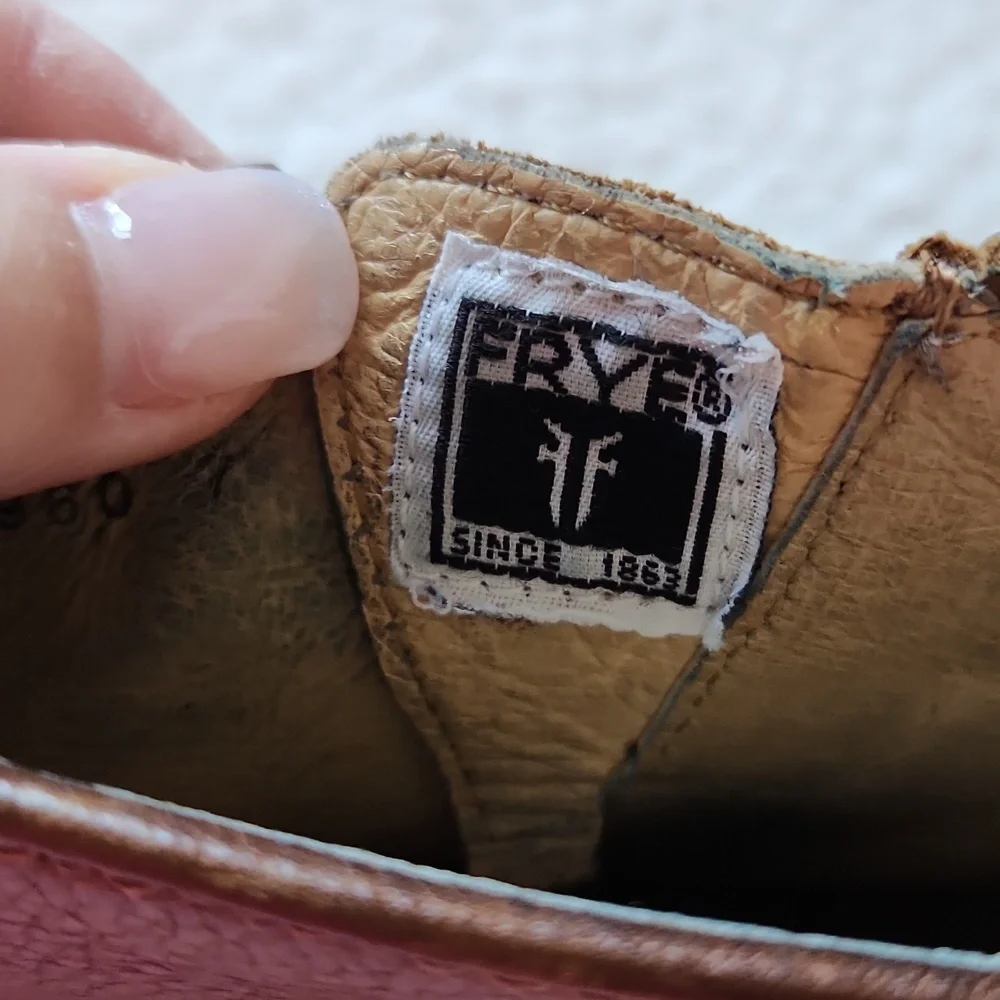 Frye Heavily Distressed Geuine Leather Buckle Detail Heeled Chunky Ankel Boots